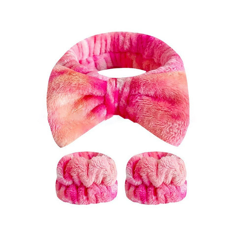 Wash Face Headbands For Women Coral Fleece Hair Bands Cuff Waterproof Bands Absorbent Wristbands Head Band Hair Accessories Set