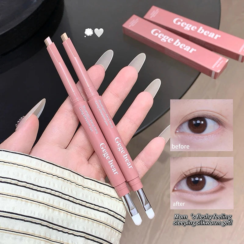Bicolor Under Eye Pencil 2 In 1 Brightening Highlighter Nude Pink Shadow Stick Aegyo Sal Lying Silkworm Eeyshadow Lash Makeup