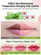 VIBELY Aloe Vera Moisturizing Lip Balm Thermochromic Jelly Lipstick Long Lasting Hydrating Lip Care Tint for Daily Use