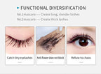 QIC Double Effect 4D Mascara Waterproof Long Curl Natural Thick Eyelash 2-in-1 Black Mascara with 2 Brush Heads
