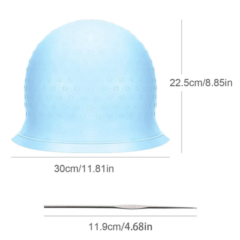 1set Silicone Highlighting Cap with Hook Needle Reusable Hair Dye Cap Set Barber Professional Hair Coloring Salon Hair Tools