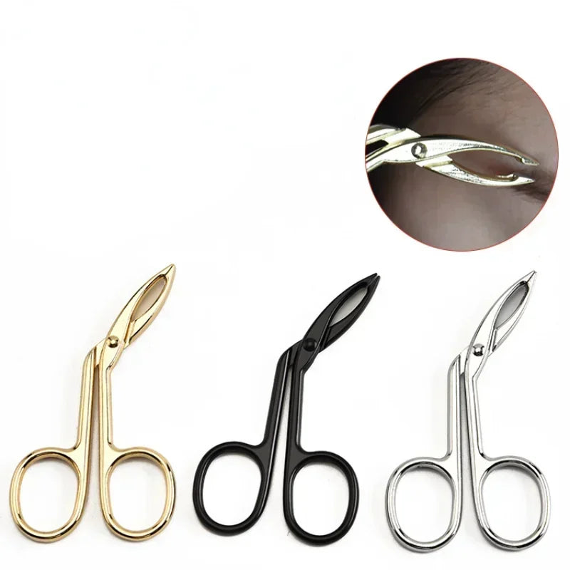 New Elbow Eyebrow Pliers Clip Scissors Tweezers Straight Pointed Stainless Steel Eyebrow Plucking Makeup Beauty Tools