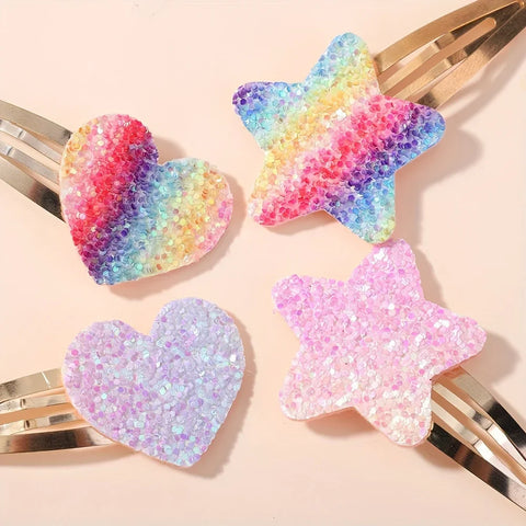 16Pcs Fashion Glitter Rainbow Flower Rabbit BB Handmade Hairpins For Cute Girls Hair Clips Barrettes Headwear Hair Accessories