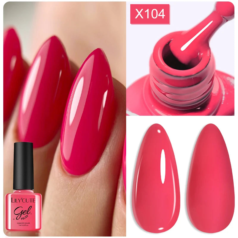 LILYCUTE Nude Crystal Rubber Base Gel Nail Polish Natural Color Semi Permanent UV Gel Soak Off Self Leveling Nail Gel Varnishes