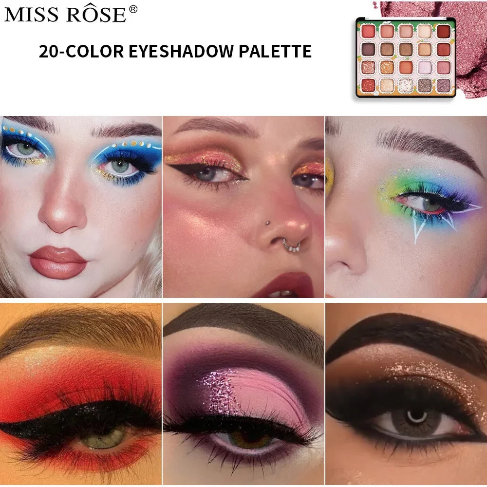 High Quality MISS ROSE 20 Colors Diamond Nude Eyeshadow Palette Make Up Pigment Silky-Smooth Matte Shimmer Eye Shadow Cosmetics