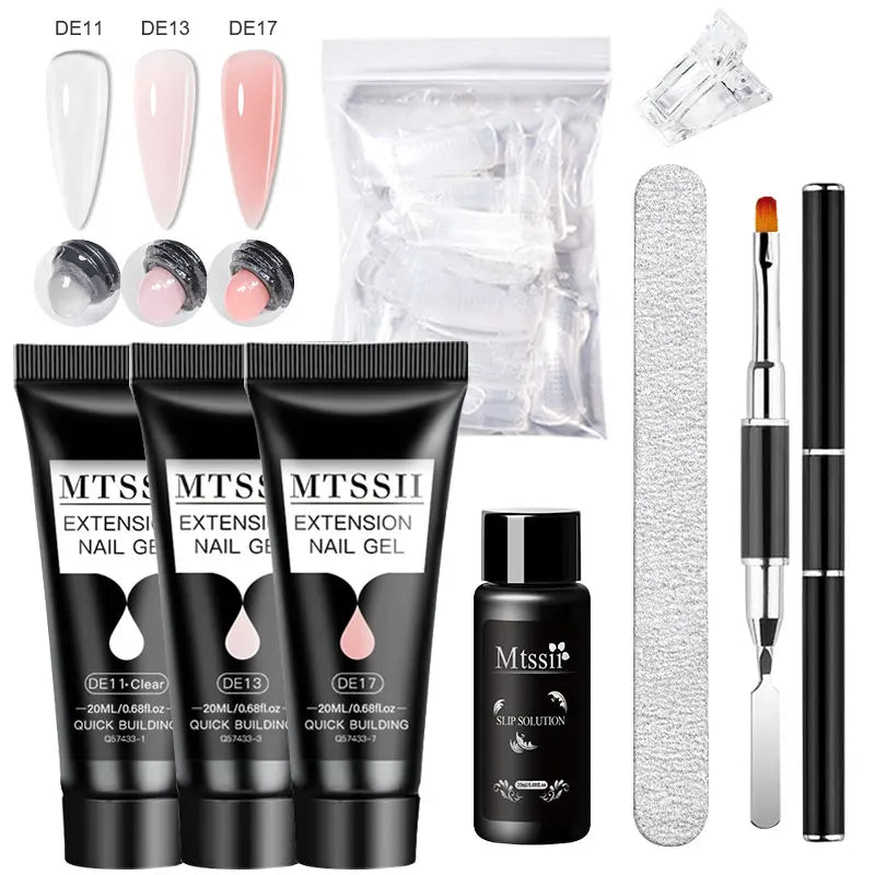 Mtssii 17PCS/Set 20ml Nail Extension Gel Set Builder UV Gel for Nails With 6W UV LED Lamp Nail Extension Tools Kit For Beginner