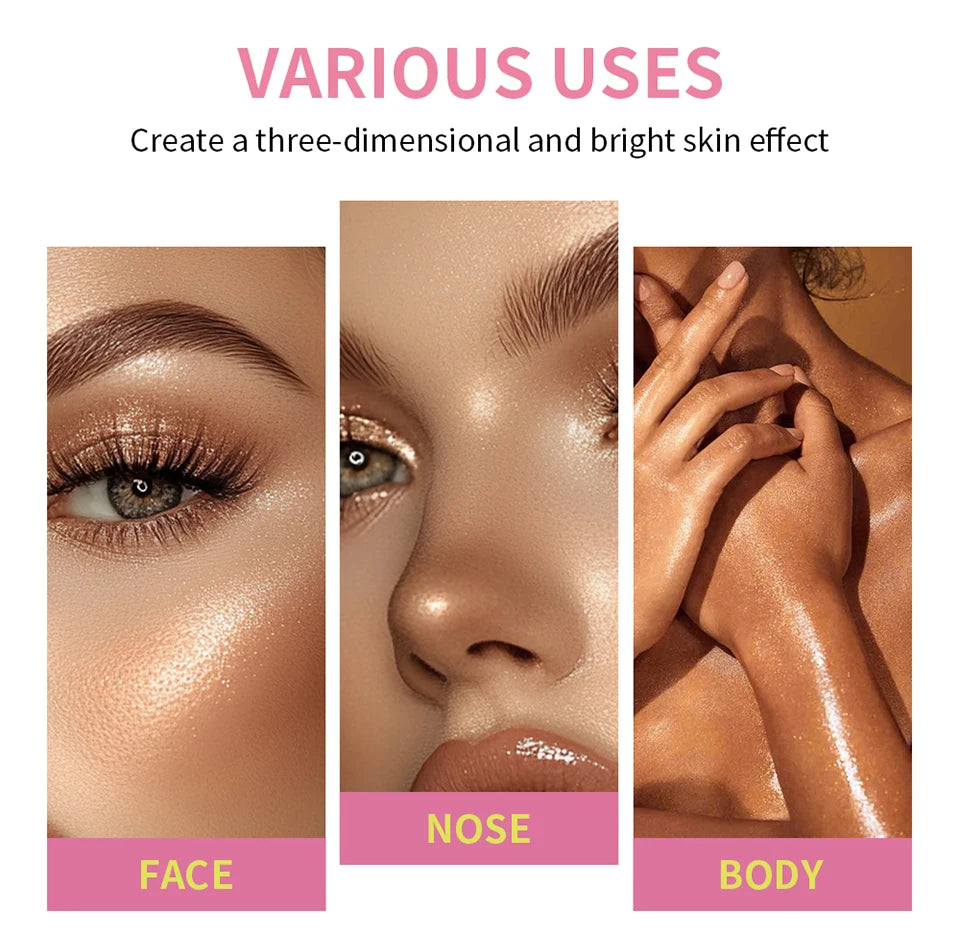 8 Colors Cream Highlighter Palette for Highlight Face Brighten Highlighter Blush Shimmer Waterproof Makeup Tool Cosmetics