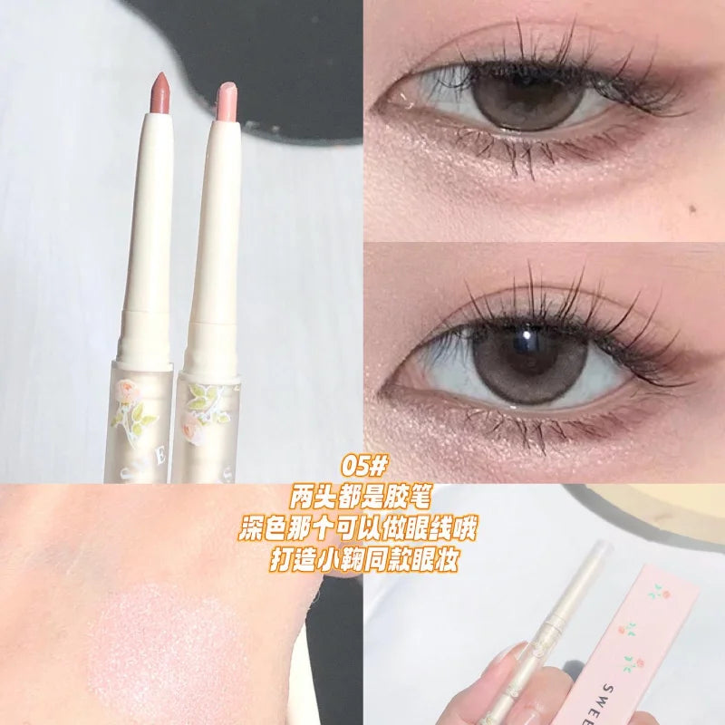 Sweetmint Mulitfuntiona Double Ended Lying Silkworm Pencil Highlighter Makeup Pen Nude Liquid Contour Liner Eye Brightener Stick