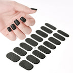 16Tips French Black Semi-Cured Nail Stickers With Glitter Long-Lasting UV Gel Nail Polish Wraps Full Cover Nail Art Decals Patch