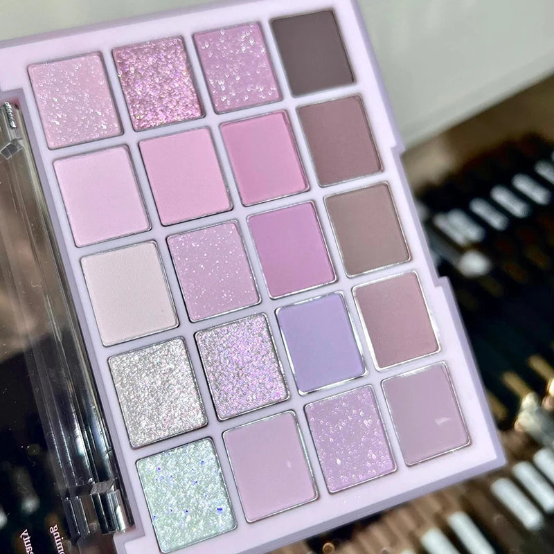 20 Colors Low Saturation Korean Eyeshadow Palette Purple Matte Pearlescent Long Lasting Waterproof Glitter Eye Shadow Eye Makeup