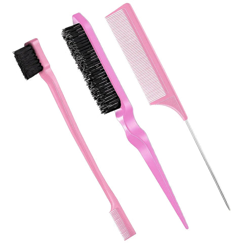 Hair Styling Comb Hair Brush Set, Teasing Edge Brush Rat Tail Comb For Curly/Straight/Wet/Dry/Long/Short Hair