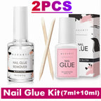 Makartt Solid Nail Glue for Press on Nails, Nail Glue Remover for UV Nail Glue, Non acetone Gentle Glue Off for False Nails Glue