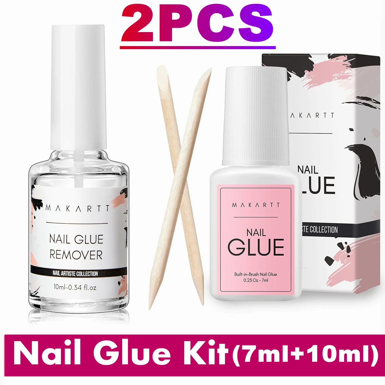 Makartt Solid Nail Glue for Press on Nails, Nail Glue Remover for UV Nail Glue, Non acetone Gentle Glue Off for False Nails Glue
