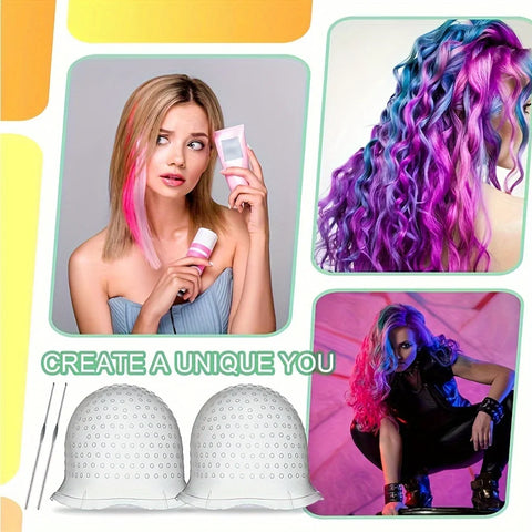 DIY Highlights Artifact Soft Silicone Hair Dye Cap with Crochet Breathable Reusable Professional Hair Dye Styling Tool