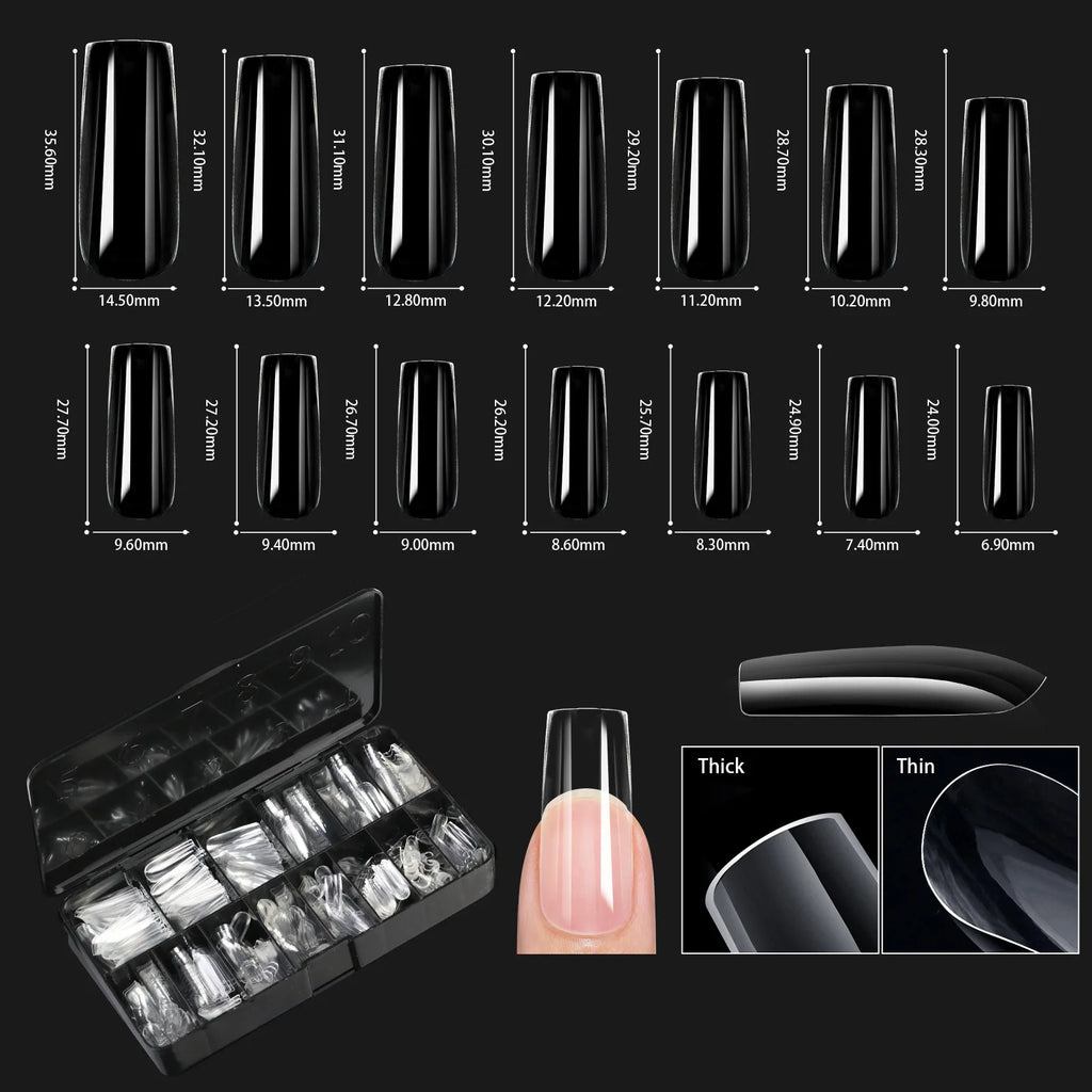 250/500/600pcs Soft Gel False Tips Natural Sculpted Ballet Coffin Almond Fake Nails Full Cover Press On Nails DIY Nail Supplies