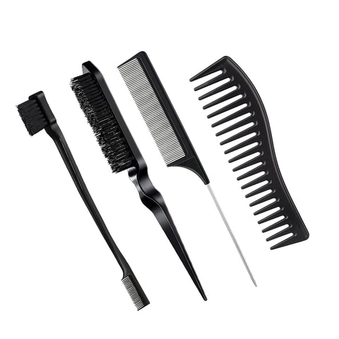 Hair Styling Comb Hair Brush Set, Teasing Edge Brush Rat Tail Comb For Curly/Straight/Wet/Dry/Long/Short Hair