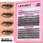 Lasvirey DIY Lashes Kit Fluffy Lash Clusters Kit Mixed Individual Eyelashes with Bottom Lashes Extension Cluster Lashes Makeup