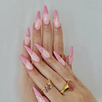 24pcs Long Pointed Fake Nail Patches Glossy Dark Black Cool Wearable Press ON Nails Solid Color Full Cover Artificial False Nail