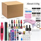 Gel Polish Set Nail Art Kit with UV LED Lamp - Complete Beginner Manicure Tools Kit Including Drill and Brushes for DIY Salon