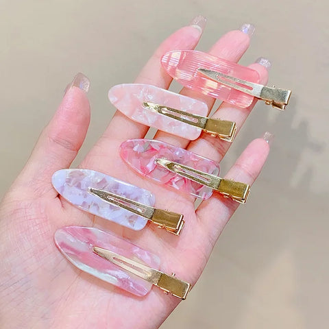 2/4pcs Simple Sakura Pink Seamless Hair Clip Women Acetate Sheet No Bend Bangs Clip Duckbill Clip Hairpins Hair Styling Tool