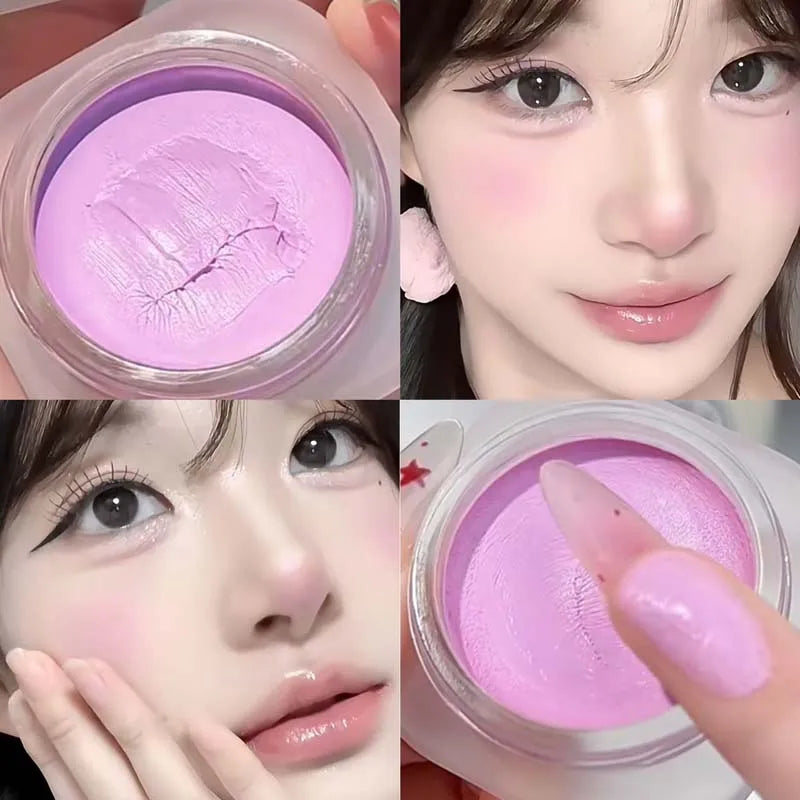 Monochrome Powder Blusher Cream Brightening Whitening Purple Lip and Cheek Dual-use Matte Natural Rouge Blush Tint Palette