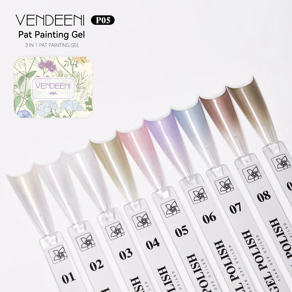 Vendeeni 9 Colors Patting Painting Gel Nail Polish Blooming Transfer Design UV LED Soak Off Gel Varnish Gradient Pat Gel Palette