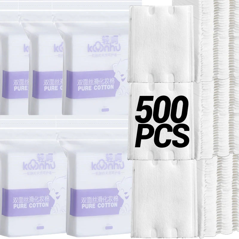 100/600Pcs Disposable Makeup Removal Cotton Pads for Facial Cleaning Wet Application Portable Double-sided Cosmetic Cotton Pads