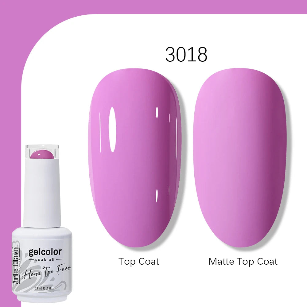 Arte Clavo Solid Color Gel Nail Polish 15ml Soak Off UV LED Gel Semi-Permanent Glitter Polish For Manicure Nail Art Salon Gel