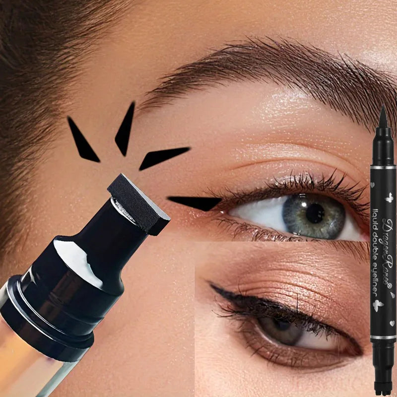 Black Eyeliner Stamp Triangle Dual-ended Liquid Eyeliner Waterproof Sweat-proof Quick Dry Eyeliner Makeup Seal Tool Cosmetics