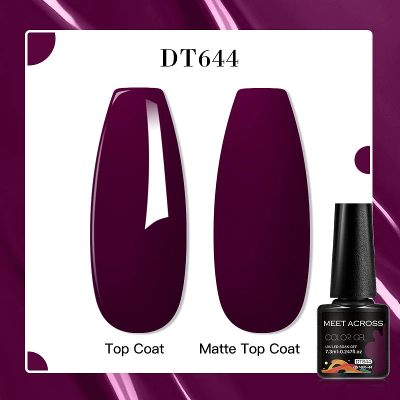MEET ACROSS 7ml Red Blue Green Metallic Gel Nail Polish Super Bright Mirror Effect Semi Permanent LED UV Gel Nail Art Varnish