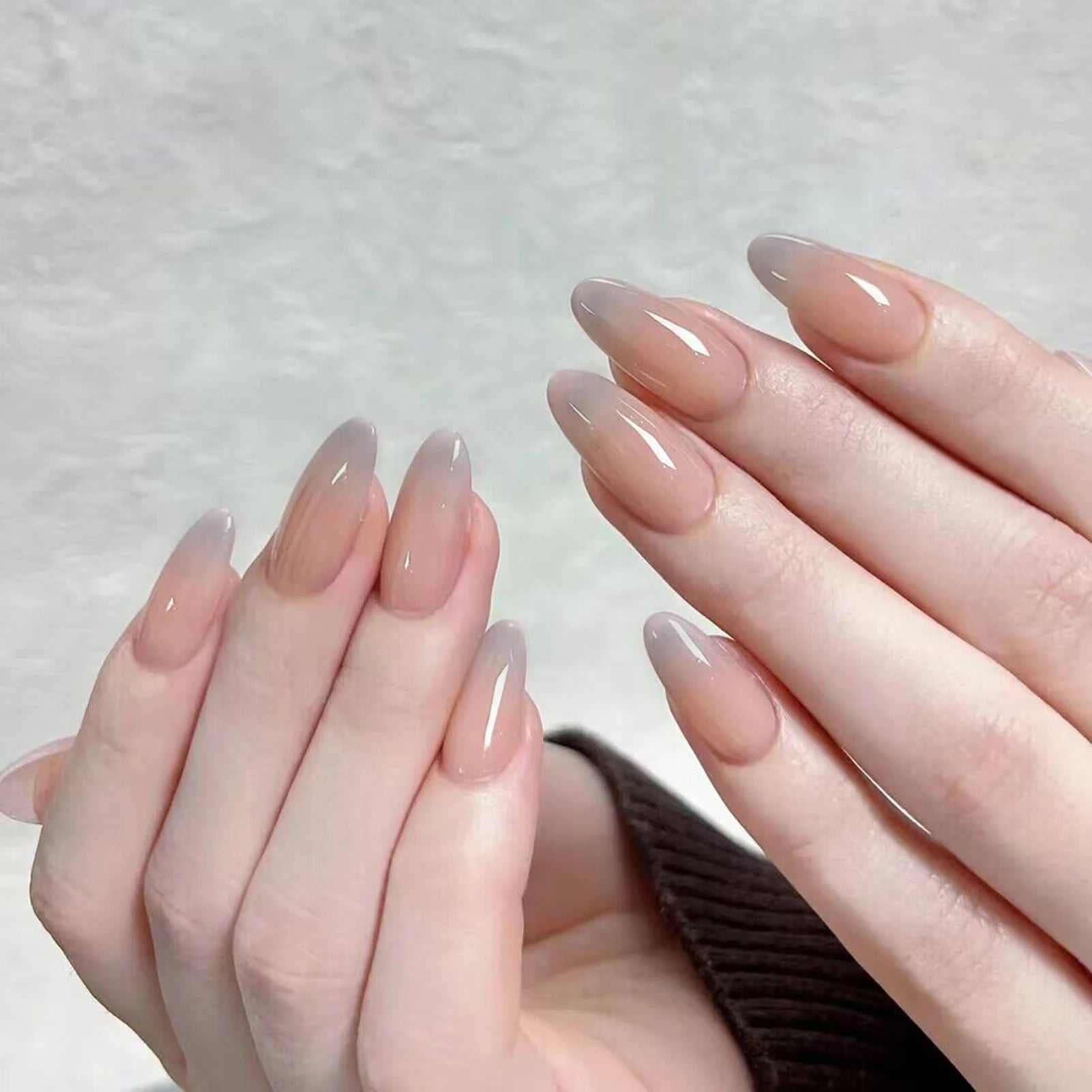 Sweet Gradient Pink Fake Nail Tips Ins Simple Nude Color False Nails Round Head Korean Girl Lady Press on nail Wearable 24pcs