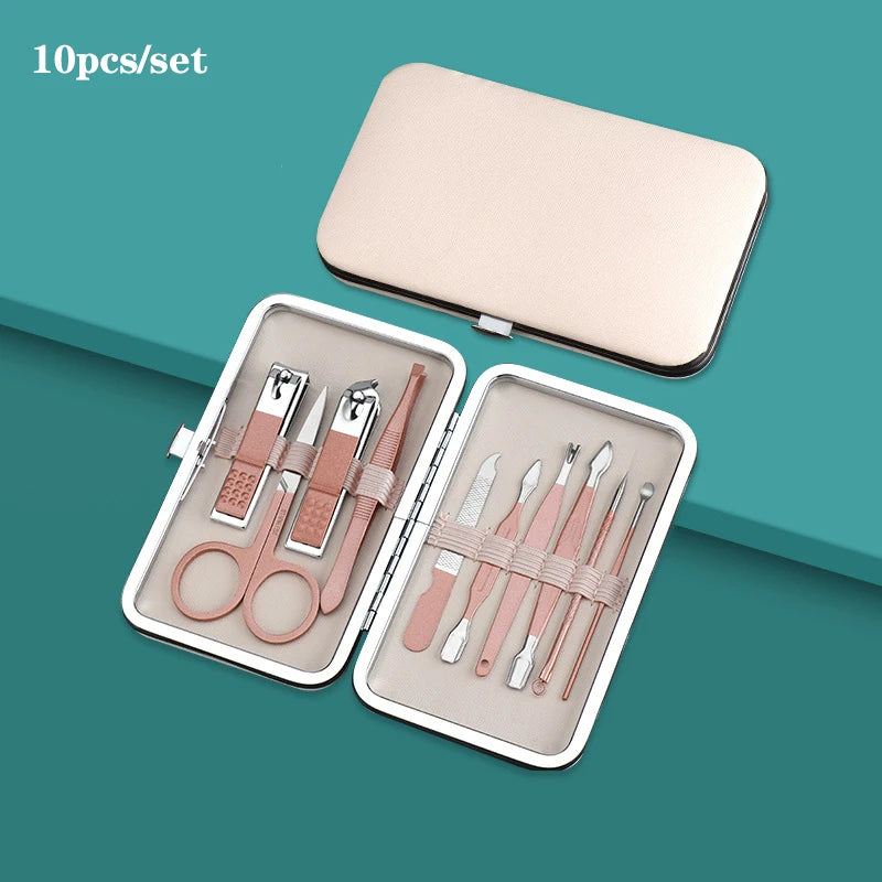 7/10/12/16/18pcs/set Manicure Cutters Nail Clipper Set Household Stainless Steel Ear Spoon Pedicure Scissors Tool For Beauty