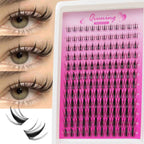 QIUNING Manga Lash Clusters Kit Cat Lashes with Lash Bond & Seal Cluster Eyelash Extensions Mixed Tray Eyelash Clusters Kit