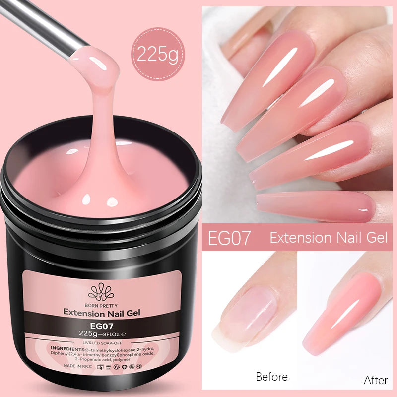 BORN PRETTY 250g Jelly Milky White Pink Translucent Nude Gel Polish Refilled Package Semi Permanent Soak Off UV Nail Art Varnish