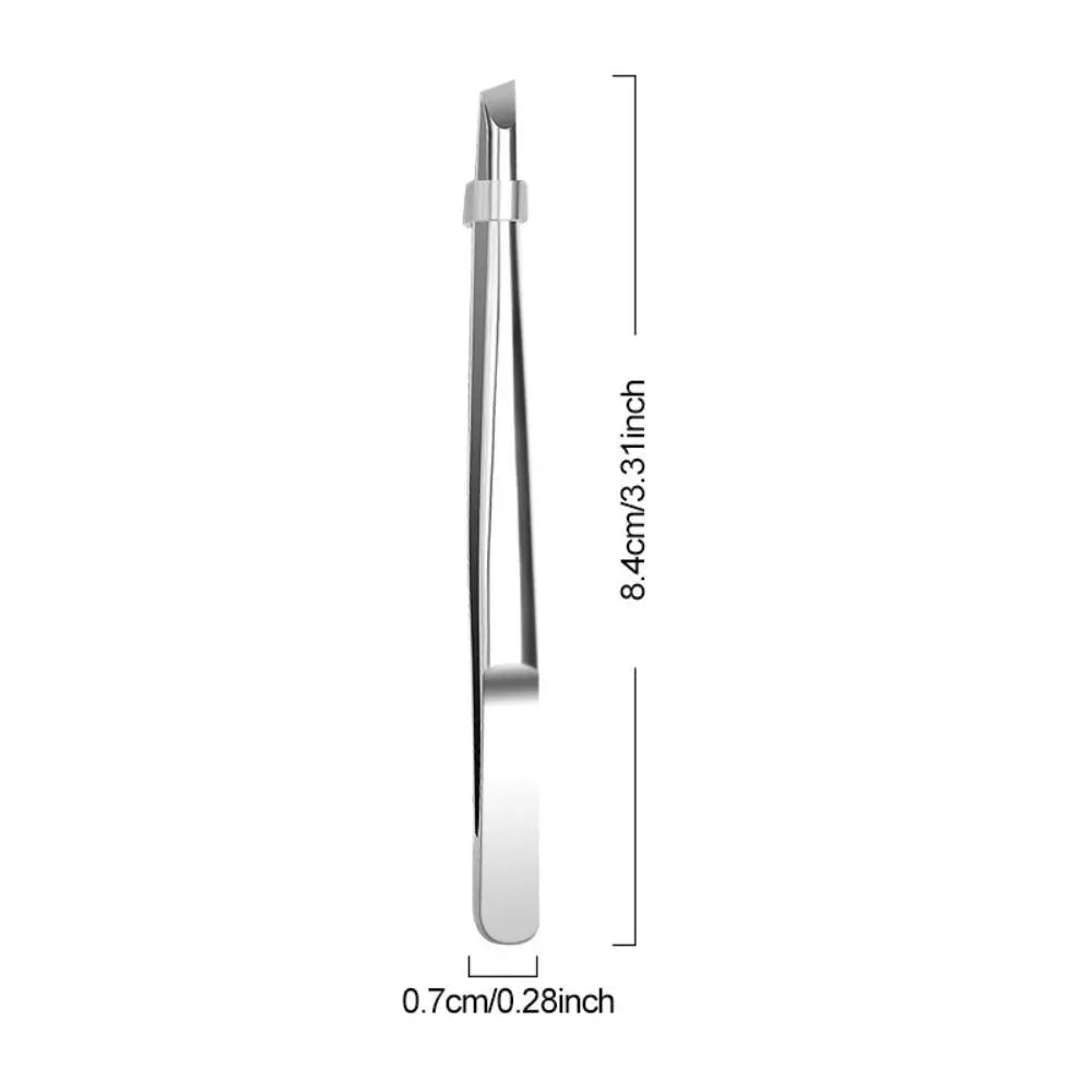 Stainless Steel Eyebrow Tweezers Flat Slant Tip High Precision Facial Hair Tweezers False Eyelashes Tweezers Beard Clip