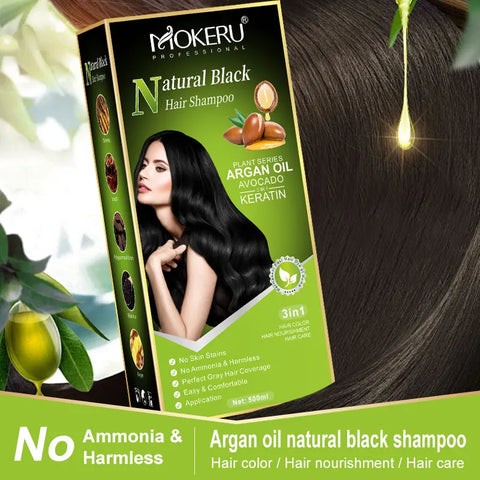 Mokeru Ammonia Free Keratin Hair Color Shampoo Coffee  Permanent Brown Hair Dye Shampoo for White Hair Coverage