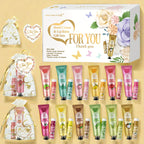 12 Hand gift Hand cream and lip balm set Friends Party Gift with love net bag and thank you card Holiday gift