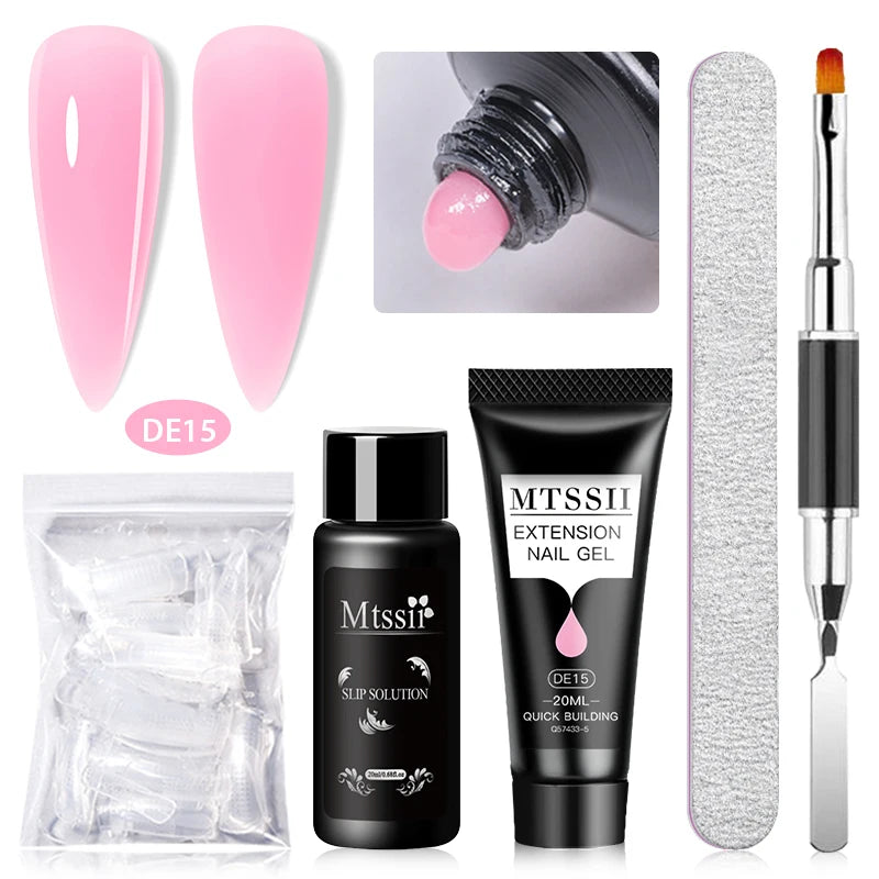 Mtssii 17PCS/Set 20ml Nail Extension Gel Set Builder UV Gel for Nails With 6W UV LED Lamp Nail Extension Tools Kit For Beginner