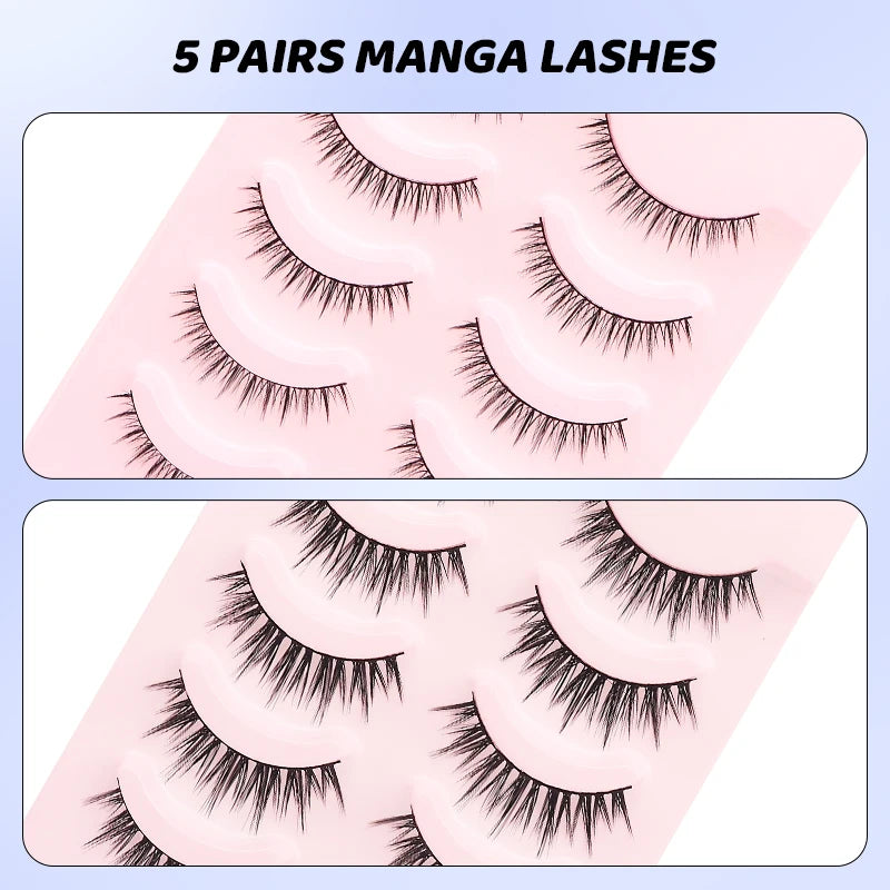 5 Pairs Soft Strip Lashes Manga Makeup Korean Natural False Eyelashes DINGSEN Natural Lashes Sleeve Anime Daily Eyelashes