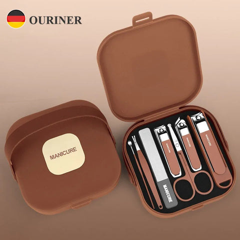Complete 7 Pcs Set Manicure Kit Nail Clippers with Clippers Cuticle Pusher & Trimmer portable Gift For Women and Men