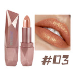 Diamond Glitter Lipstick Long Lasting Waterproof Moisturizing Highly Pigmented Metallic Shine Pearlescent Non Stick Cup Lipstick