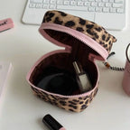 Multi-functional Leopard Print Square Storage Box Handheld Zipper Design Makeup Bag Handbag Women Girls