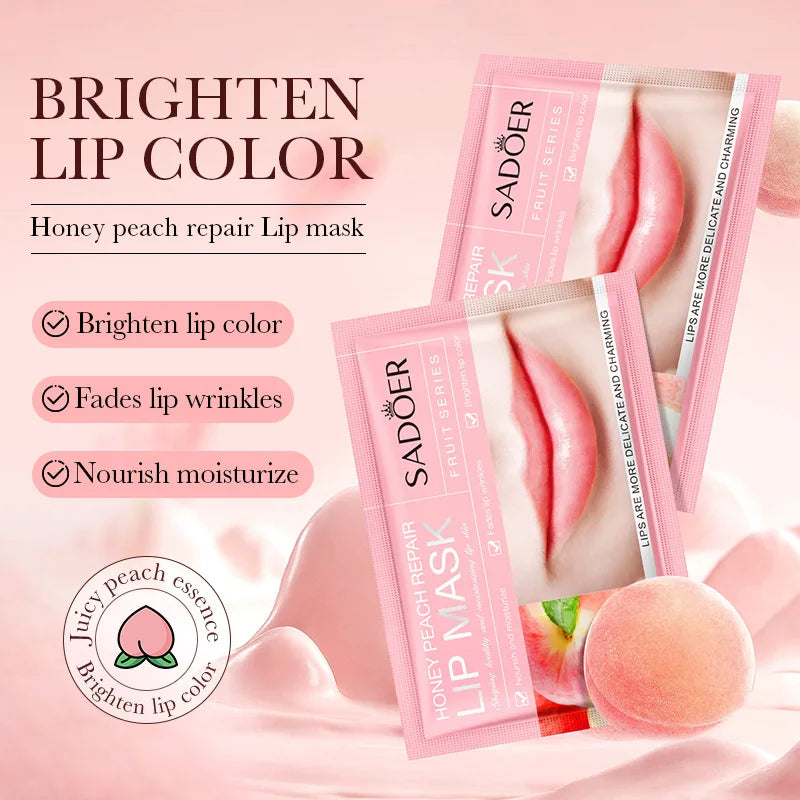 10pcs SADOER Fruits Moisturizing Lip Mask Lips Skin Care Nourishing Hydrating Crystal Collagen Gel Lip Patches Lips Care