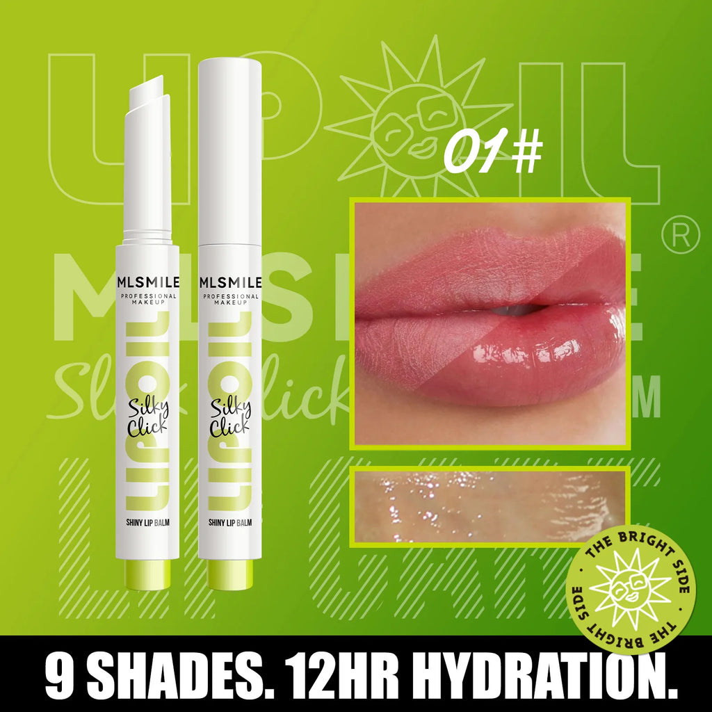 multicolor Silky Click Lip Care Hydrating Solid Lip Gloss with Radiant Mirror Shine, Effortless Press Long-Lasting