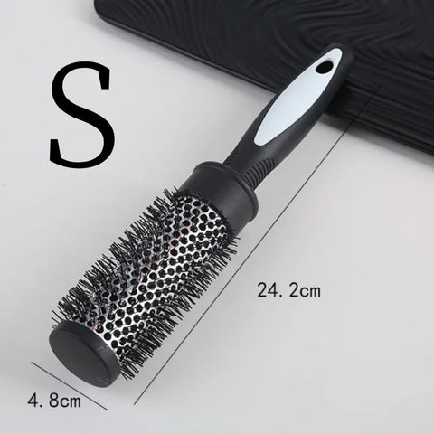 Round Curling Roller Comb Hair Styling Nylon Brush Thermal Aluminum Tube Barrel Hair Comb for Woman Man Hair Blowing and Drying