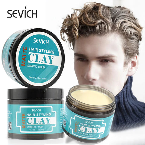 Sevich 80g Hair Brushed Clay For Men Strong Hold Hairstyle Finished Hair Styling Clay Mud Hair Cream Refreshing Hair Wax