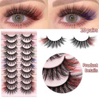 Colored Strip Lashes Fast Shipping Makeup For Clue Mink Eyelashes Full Strip Eyelashes Red Blue Green Eyelashes Wholesale