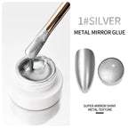 Silver/Gold Metal Gel Metallic Nail Polish Chrome 3D Metal Painted Gel Polish 5ml Liquid Mirror Effect Glossy Shine Manicure