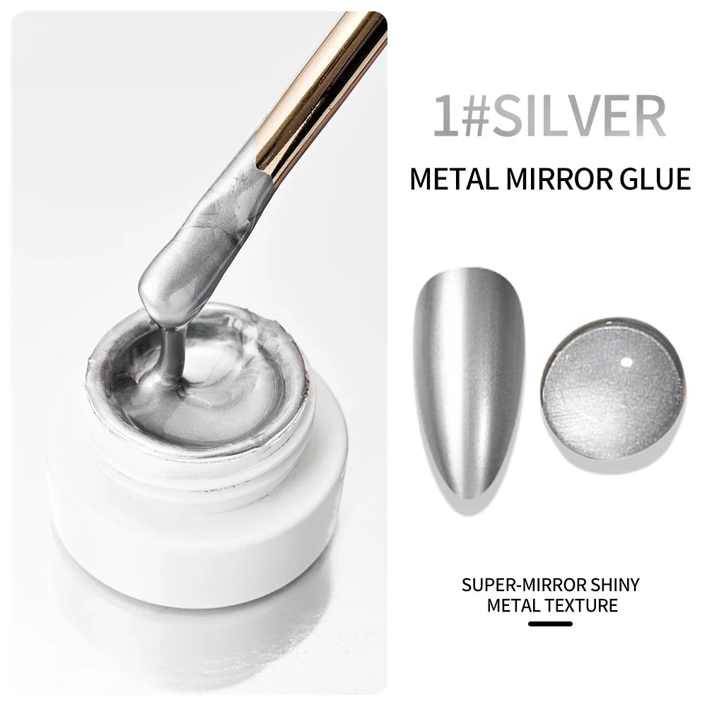 Silver/Gold Metal Gel Metallic Nail Polish Chrome 3D Metal Painted Gel Polish 5ml Liquid Mirror Effect Glossy Shine Manicure