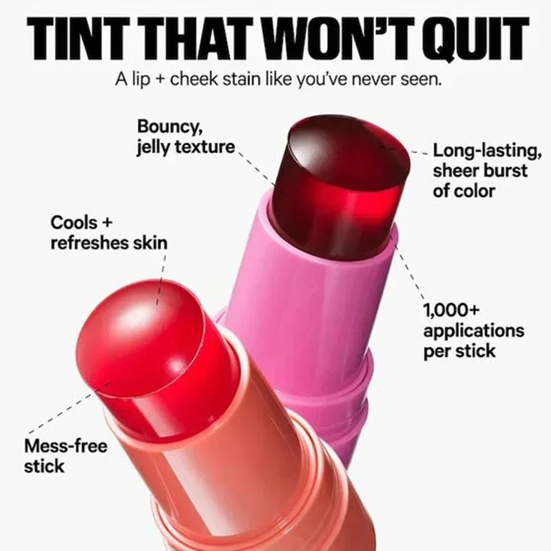 Lip Gloss & Blush,Cooling Water Jelly Tint,Multi Makeup Stick,Cheek Stain,Long-Lasting Hydrating,Transfer Proof,Buildable Rouge